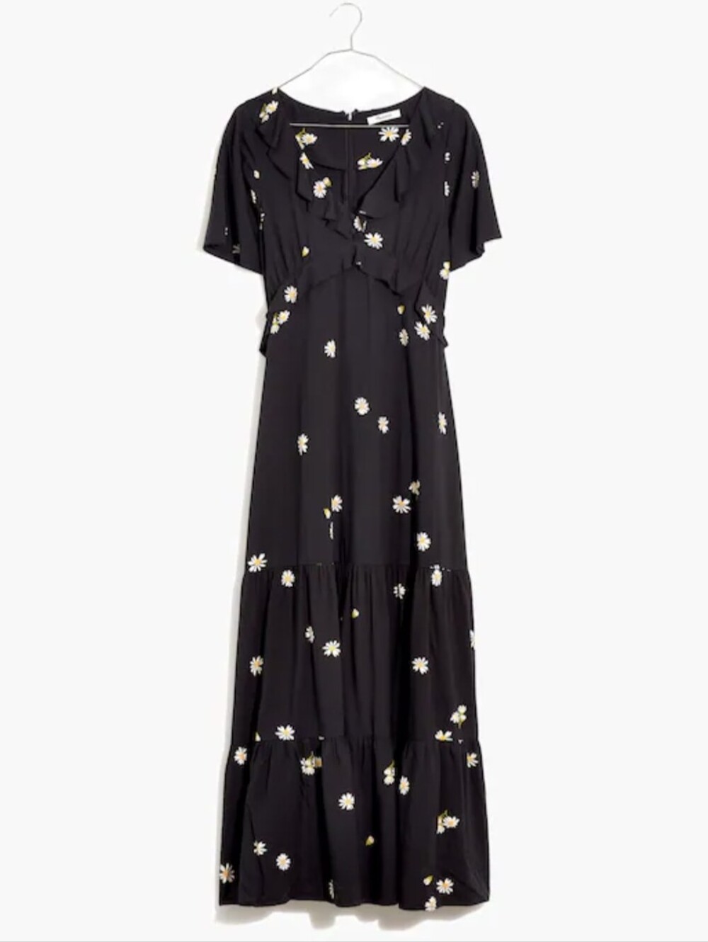 Madewell Lazy Daisies Ruffle Tiered Maxi Dress Size 6 Black Daisy Print - Picture 4 of 12